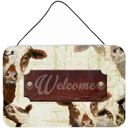 Carolines Treasures Carolines Treasures SB3065DS812 Welcome Cow Aluminium Metal Wall Or Door Hanging Prints SB3065DS812